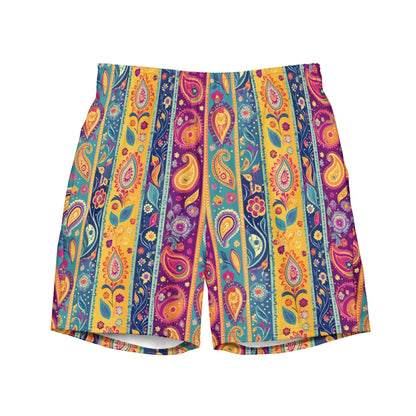 Indian Whimsical Paisley Recycled Men's Swim Trunks - The Global Wanderer