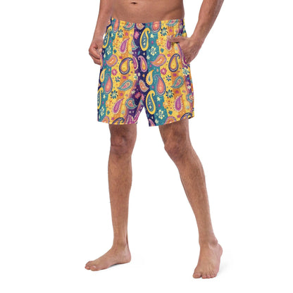 Indian Whimsical Paisley Recycled Men's Swim Trunks - The Global Wanderer