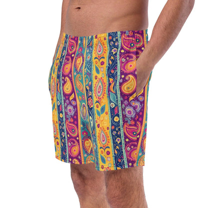 Indian Whimsical Paisley Recycled Men's Swim Trunks - The Global Wanderer