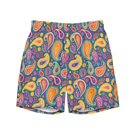 Indian Whimsical Paisley Recycled Men's Swim Trunks - The Global Wanderer