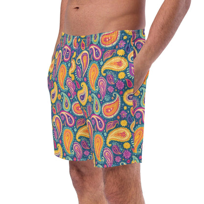 Indian Whimsical Paisley Recycled Men's Swim Trunks - The Global Wanderer