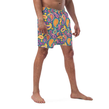 Indian Whimsical Paisley Recycled Men's Swim Trunks - The Global Wanderer