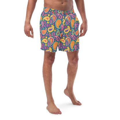 Indian Whimsical Paisley Recycled Men's Swim Trunks - The Global Wanderer