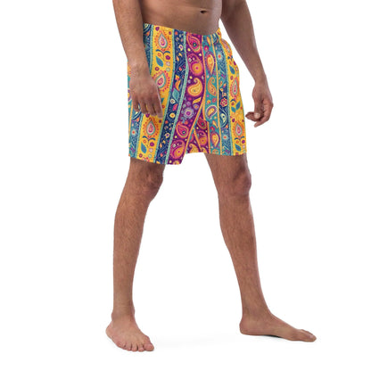 Indian Whimsical Paisley Recycled Men's Swim Trunks - The Global Wanderer