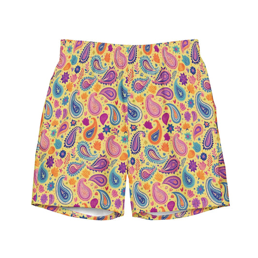 Indian Whimsical Paisley Recycled Men's Swim Trunks - The Global Wanderer