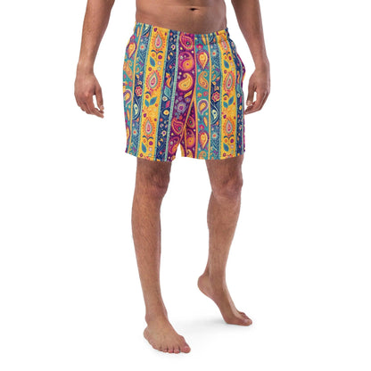 Indian Whimsical Paisley Recycled Men's Swim Trunks - The Global Wanderer