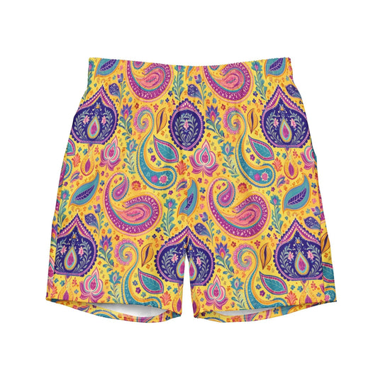 Indian Whimsical Paisley Recycled Men's Swim Trunks - The Global Wanderer