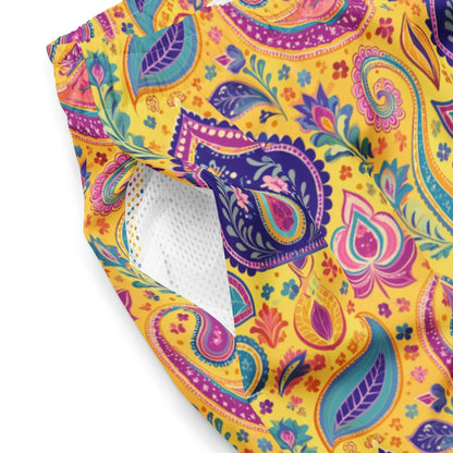 Indian Whimsical Paisley Recycled Men's Swim Trunks - The Global Wanderer