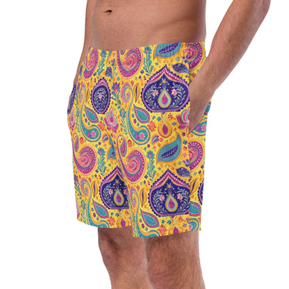 Indian Whimsical Paisley Recycled Men's Swim Trunks - The Global Wanderer