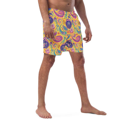 Indian Whimsical Paisley Recycled Men's Swim Trunks - The Global Wanderer