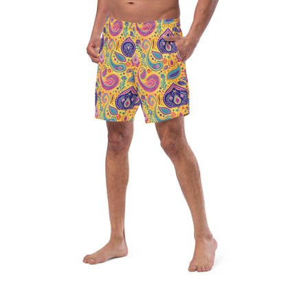 Indian Whimsical Paisley Recycled Men's Swim Trunks - The Global Wanderer