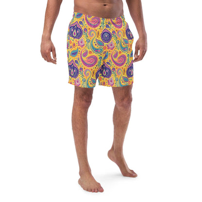 Indian Whimsical Paisley Recycled Men's Swim Trunks - The Global Wanderer