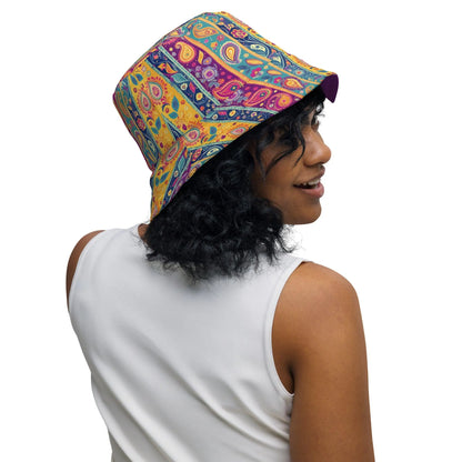 Indian Whimsical Paisley Reversible Bucket Hat - The Global Wanderer