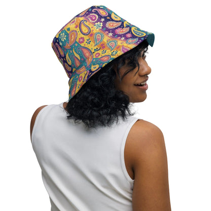 Indian Whimsical Paisley Reversible Bucket Hat - The Global Wanderer