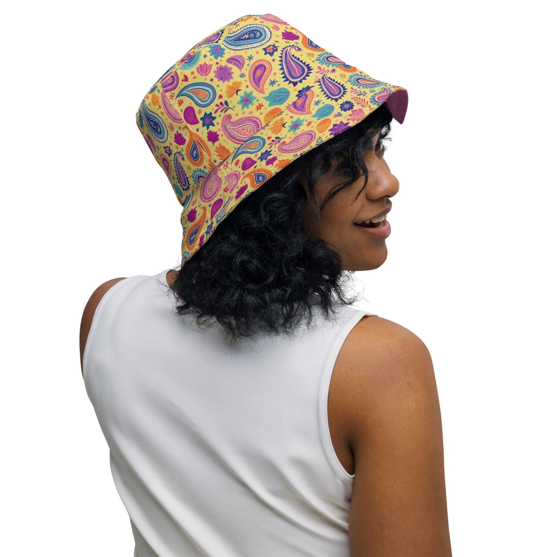 Indian Whimsical Paisley Reversible Bucket Hat - The Global Wanderer