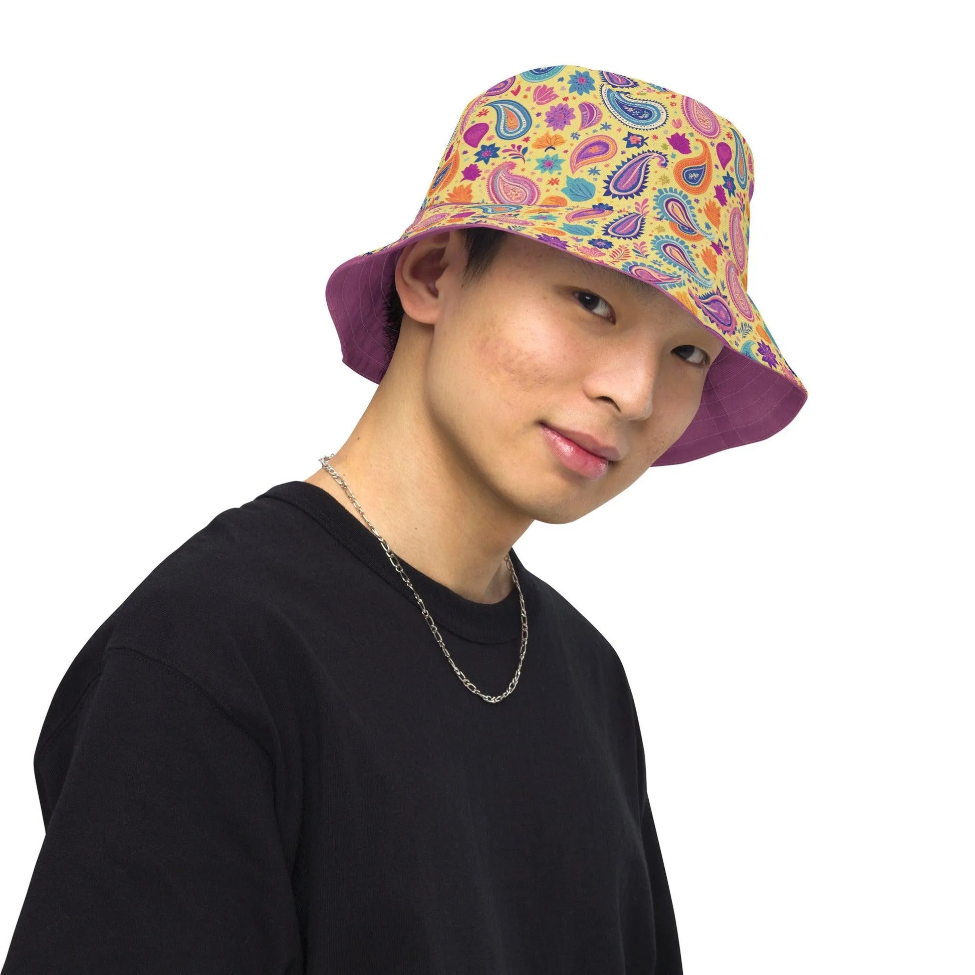 Indian Whimsical Paisley Reversible Bucket Hat - The Global Wanderer