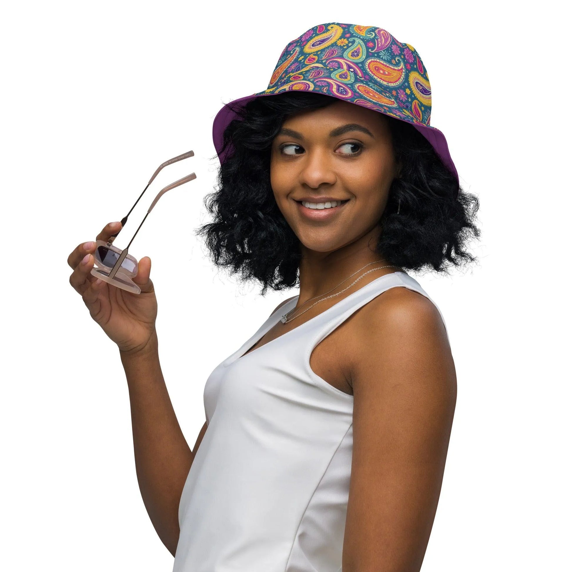 Indian Whimsical Paisley Reversible Bucket Hat - The Global Wanderer