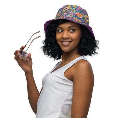 Indian Whimsical Paisley Reversible Bucket Hat - The Global Wanderer