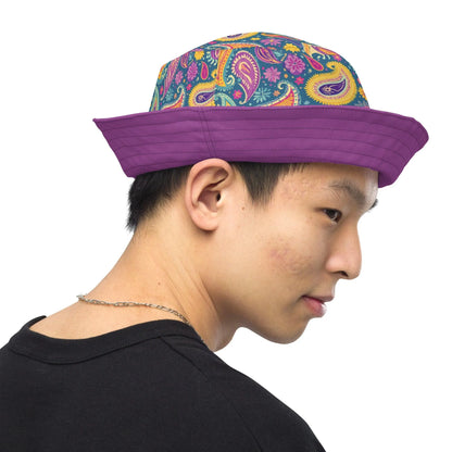 Indian Whimsical Paisley Reversible Bucket Hat - The Global Wanderer