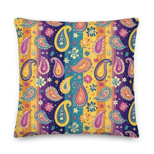 Indian Whimsical Paisley Throw Pillow - The Global Wanderer