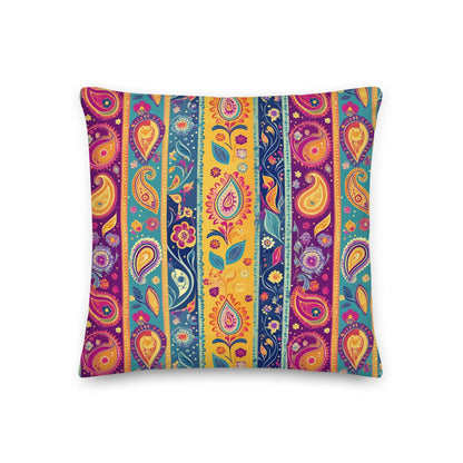 Indian Whimsical Paisley Throw Pillow - The Global Wanderer