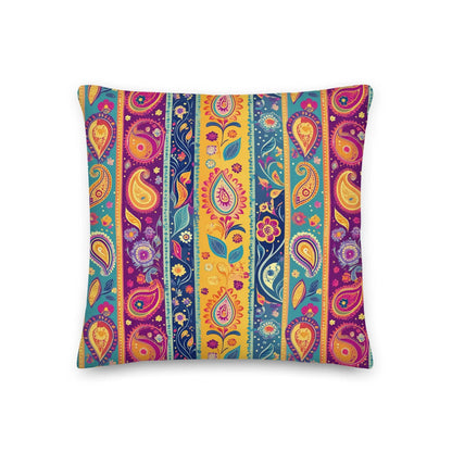 Indian Whimsical Paisley Throw Pillow - The Global Wanderer