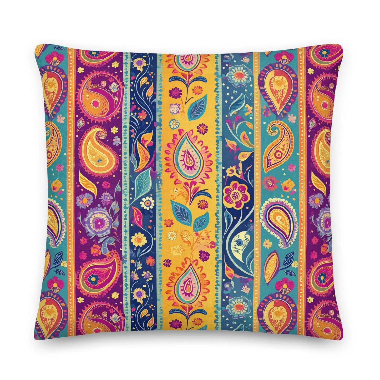 Indian Whimsical Paisley Throw Pillow - The Global Wanderer