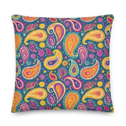 Indian Whimsical Paisley Throw Pillow - The Global Wanderer