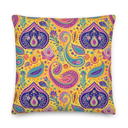 Indian Whimsical Paisley Throw Pillow - The Global Wanderer