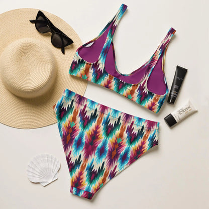 Indonesian Ikat Recycled High-Waisted Bikini - The Global Wanderer