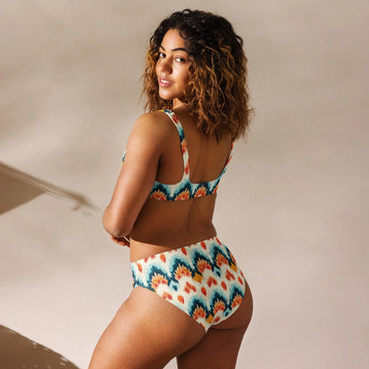 Indonesian Ikat Recycled High-Waisted Bikini - The Global Wanderer