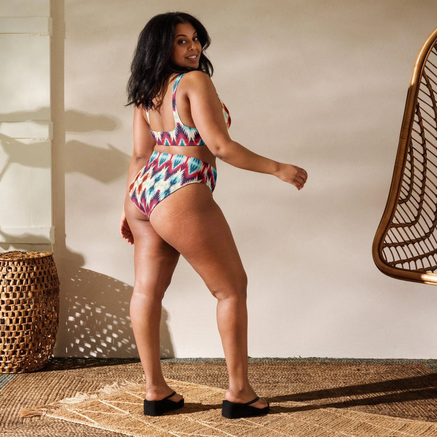 Indonesian Ikat Recycled High-Waisted Bikini - The Global Wanderer