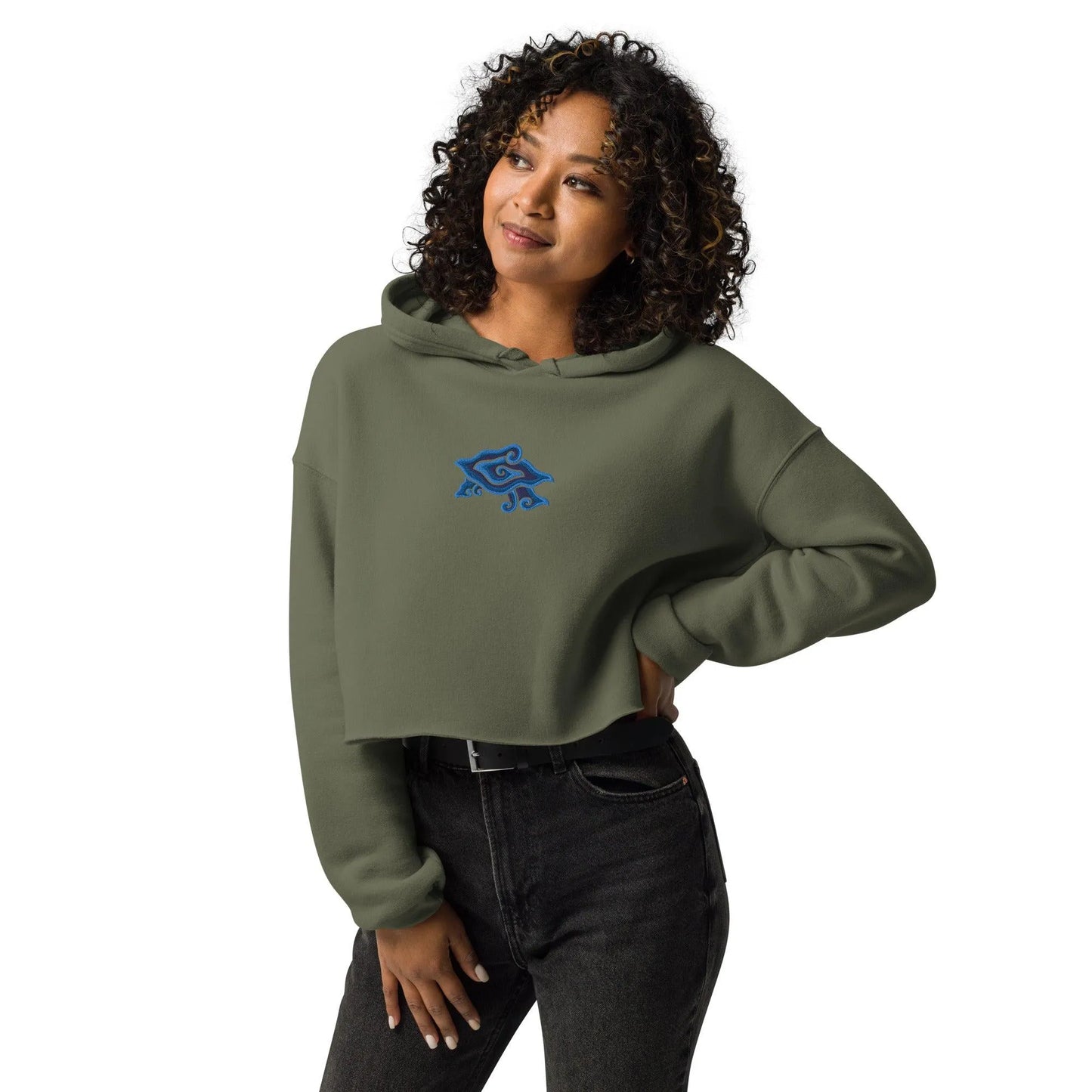 Indonesian Mendung Embroidered Cropped Hoodie - The Global Wanderer