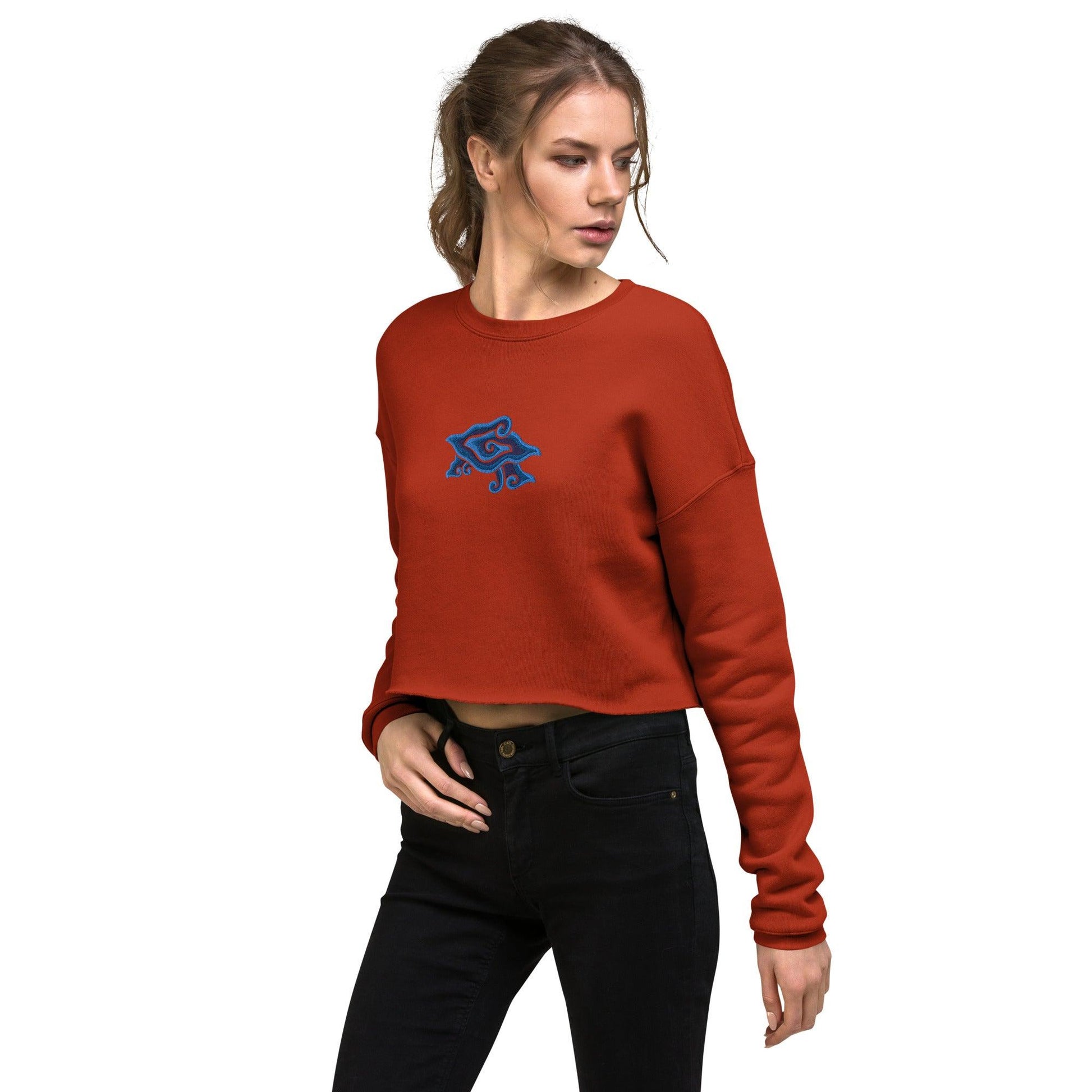 Indonesian Mendung Embroidered Cropped Sweatshirt - The Global Wanderer