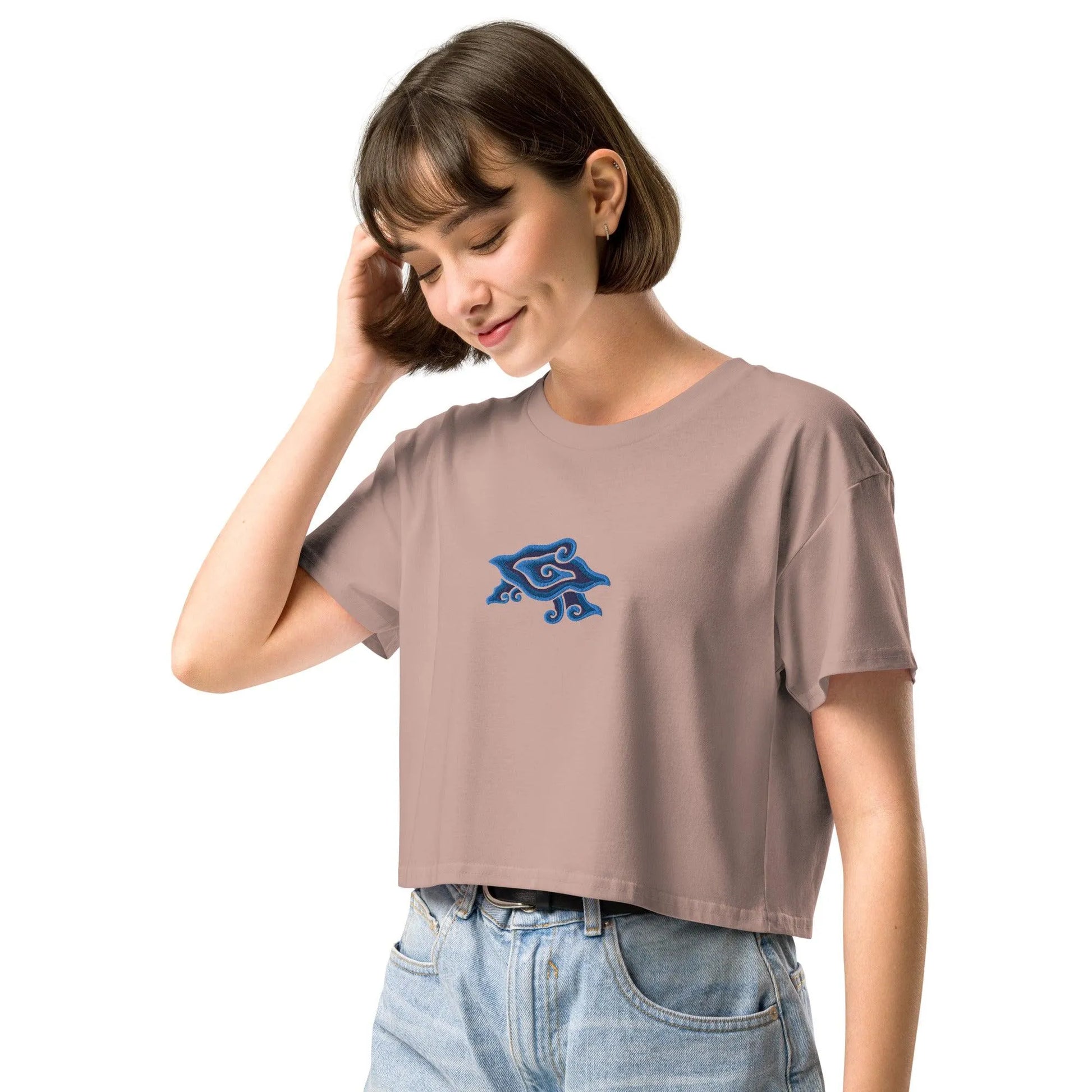 Indonesian Mendung Embroidered Cropped T-Shirt - The Global Wanderer