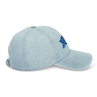 Indonesian Mendung Embroidered Denim Dad Hat - The Global Wanderer