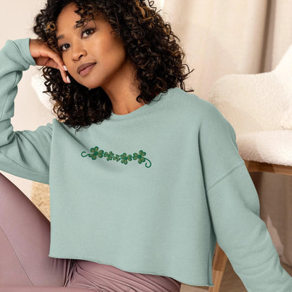 Irish Shamrock Garden Cropped Sweatshirt - The Global Wanderer