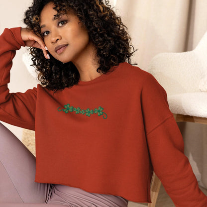 Irish Shamrock Garden Cropped Sweatshirt - The Global Wanderer