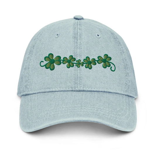 Irish Shamrock Garden Embroidered Denim Dad Hat - The Global Wanderer