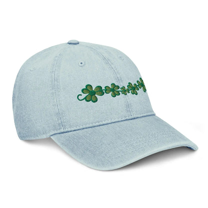 Irish Shamrock Garden Embroidered Denim Dad Hat - The Global Wanderer