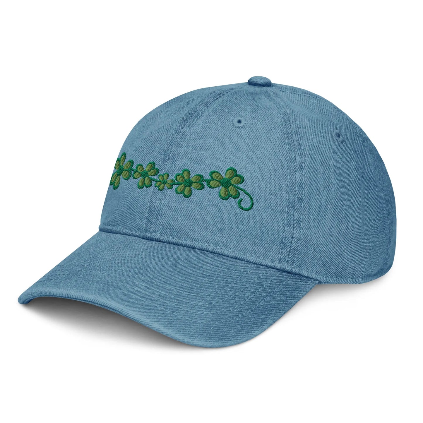 Irish Shamrock Garden Embroidered Denim Dad Hat - The Global Wanderer