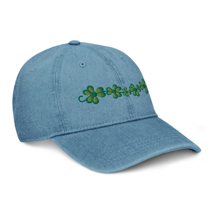 Irish Shamrock Garden Embroidered Denim Dad Hat - The Global Wanderer