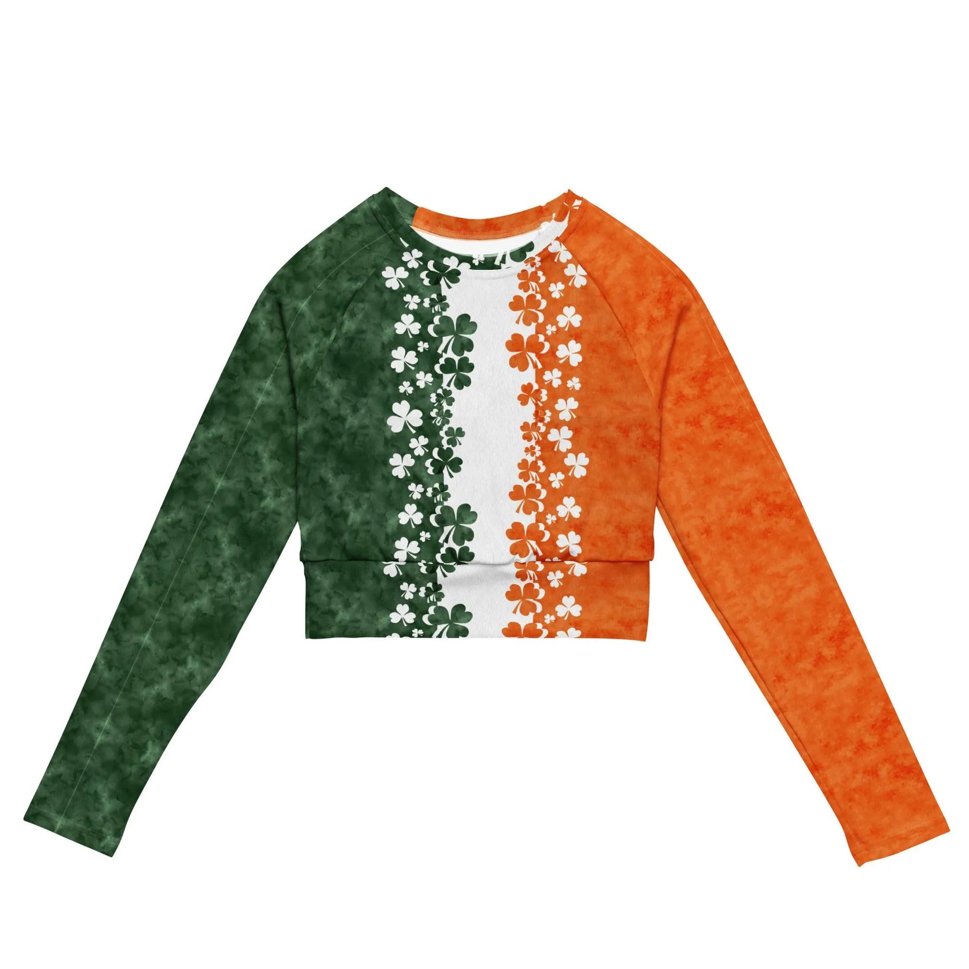 Irish Shamrock Recycled Long-Sleeve Crop Top - The Global Wanderer