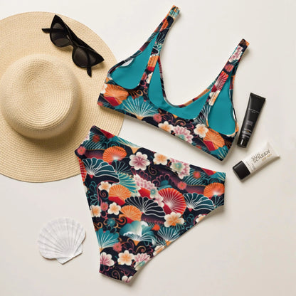 Japanese Origami Recycled High-Waisted Bikini - The Global Wanderer