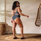 Kyoto Indigo Shibori Recycled High-Waisted Bikini - The Global Wanderer