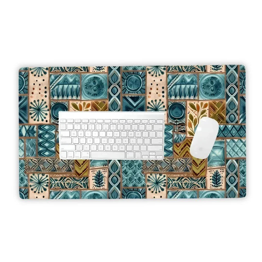 Lagoon Current Tapa Cloth Desk Mat - The Global Wanderer