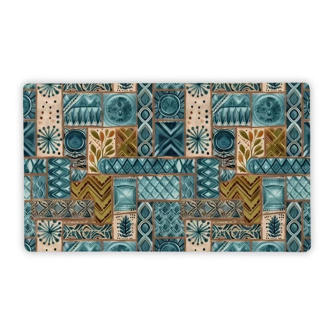 Lagoon Current Tapa Cloth Desk Mat - The Global Wanderer