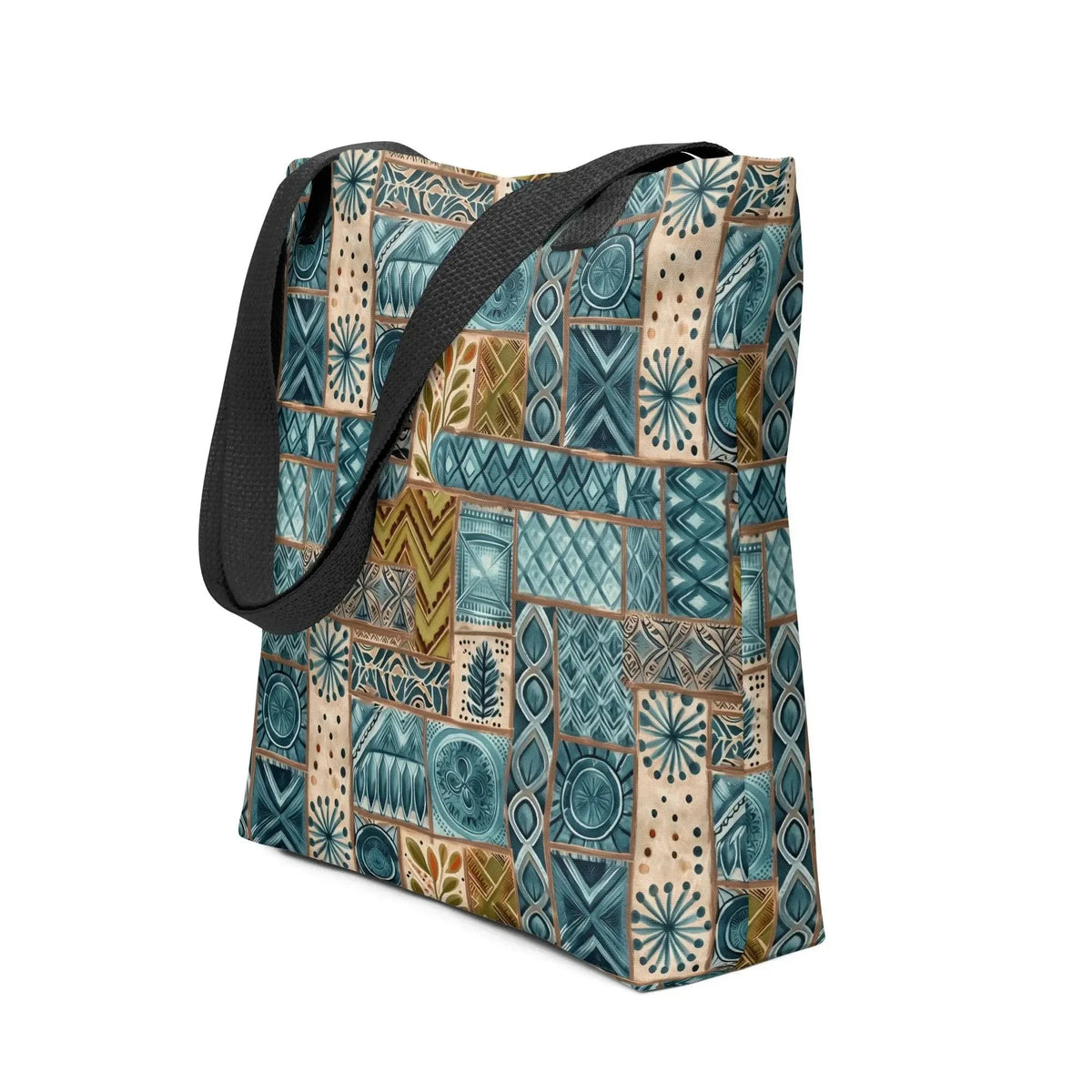 Lagoon Current Tapa Cloth Tote Bag - The Global Wanderer