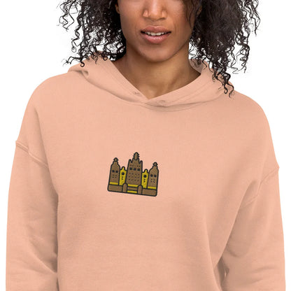 Malian Great Mosque Embroidered Cropped Hoodie - The Global Wanderer