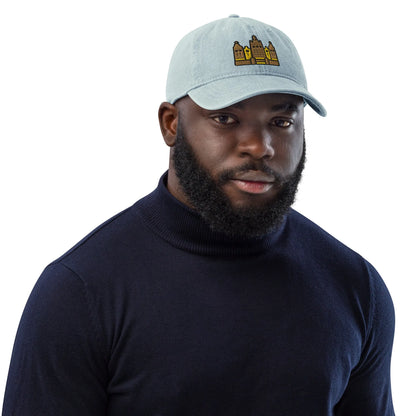 Malian Great Mosque Embroidered Denim Dad Hat - The Global Wanderer